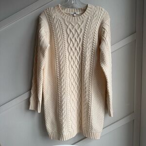Uniqlo Cream Crew-Neck Long-Sleeved Mini Dress Cable Knit Sweater size S